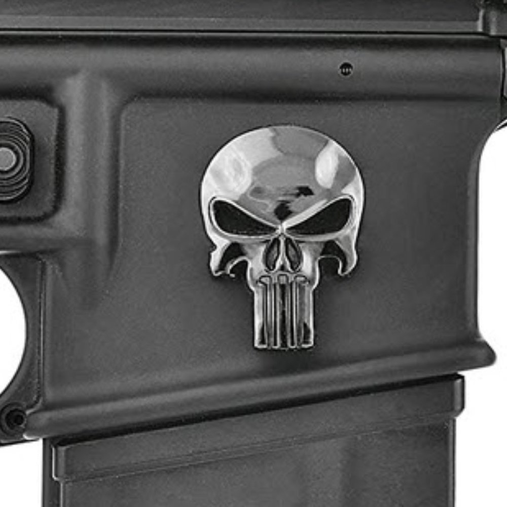 Dark Gunmetal The Punisher metal 3D sticker decal - Picture 2 of 4
